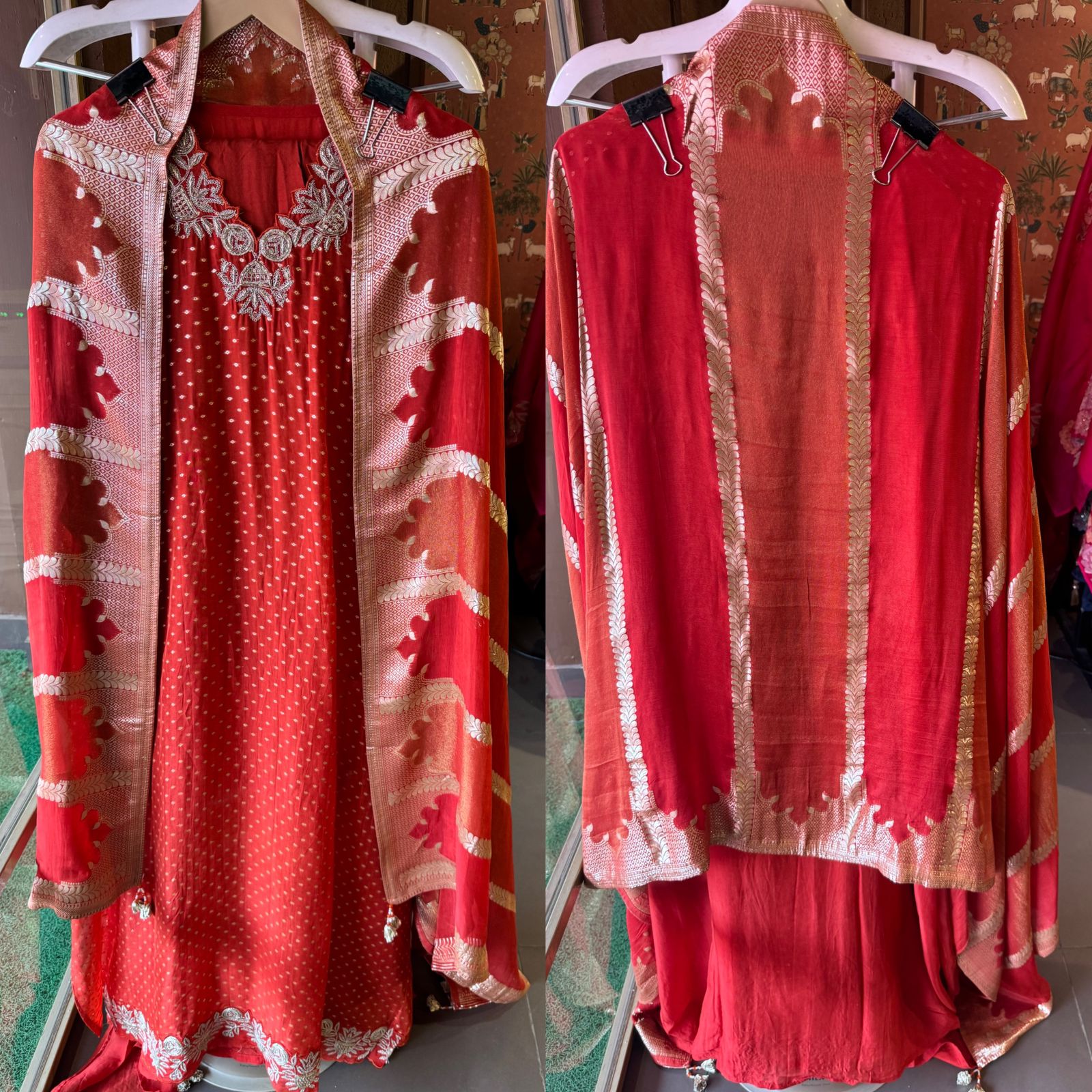 Self weaved organza silk unstitched kurta