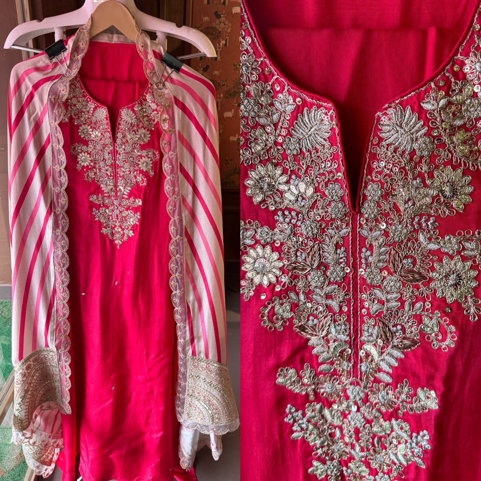 Pure silk Unstitched kurta