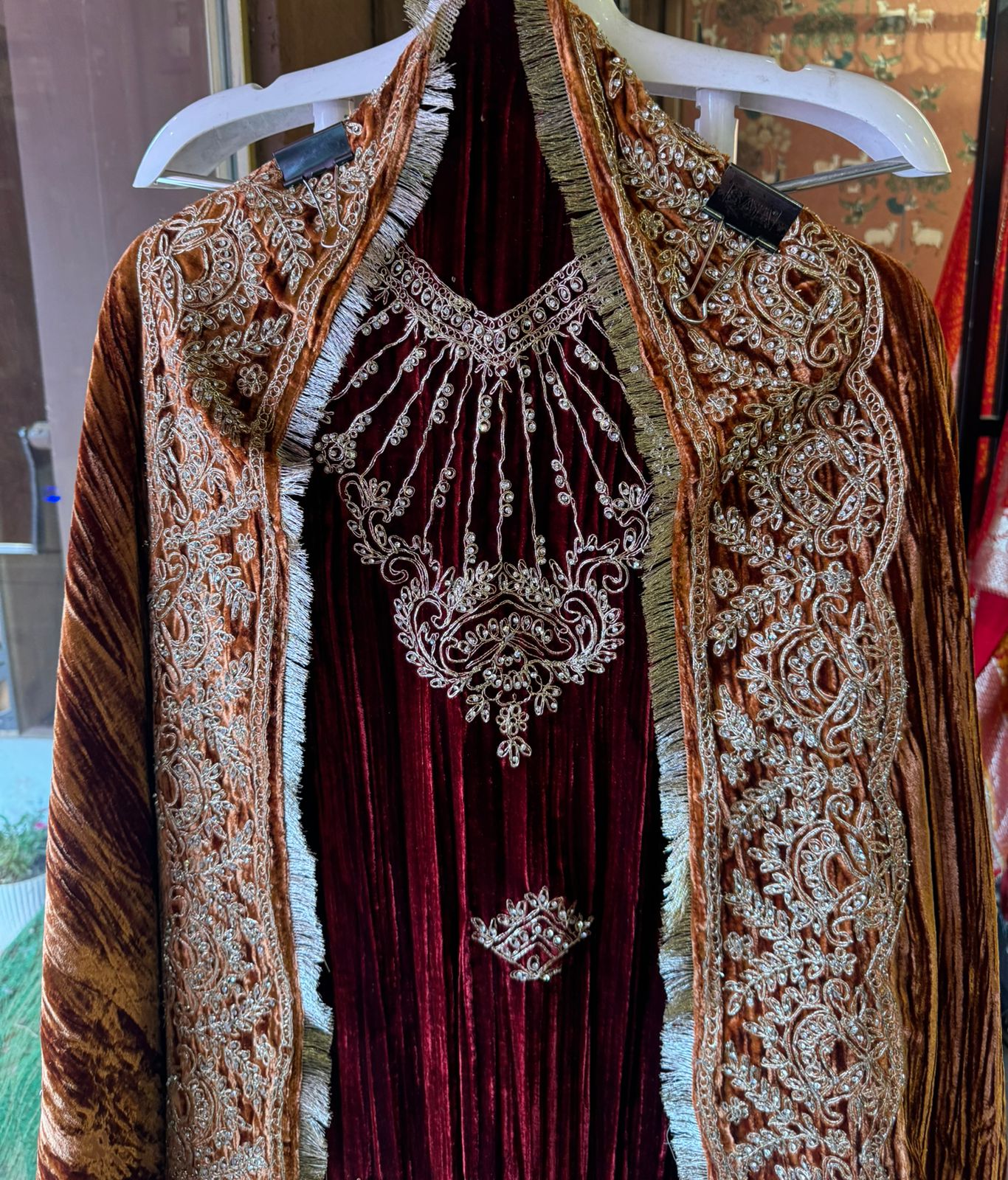 Pure crushed velvet Unstitched kurta