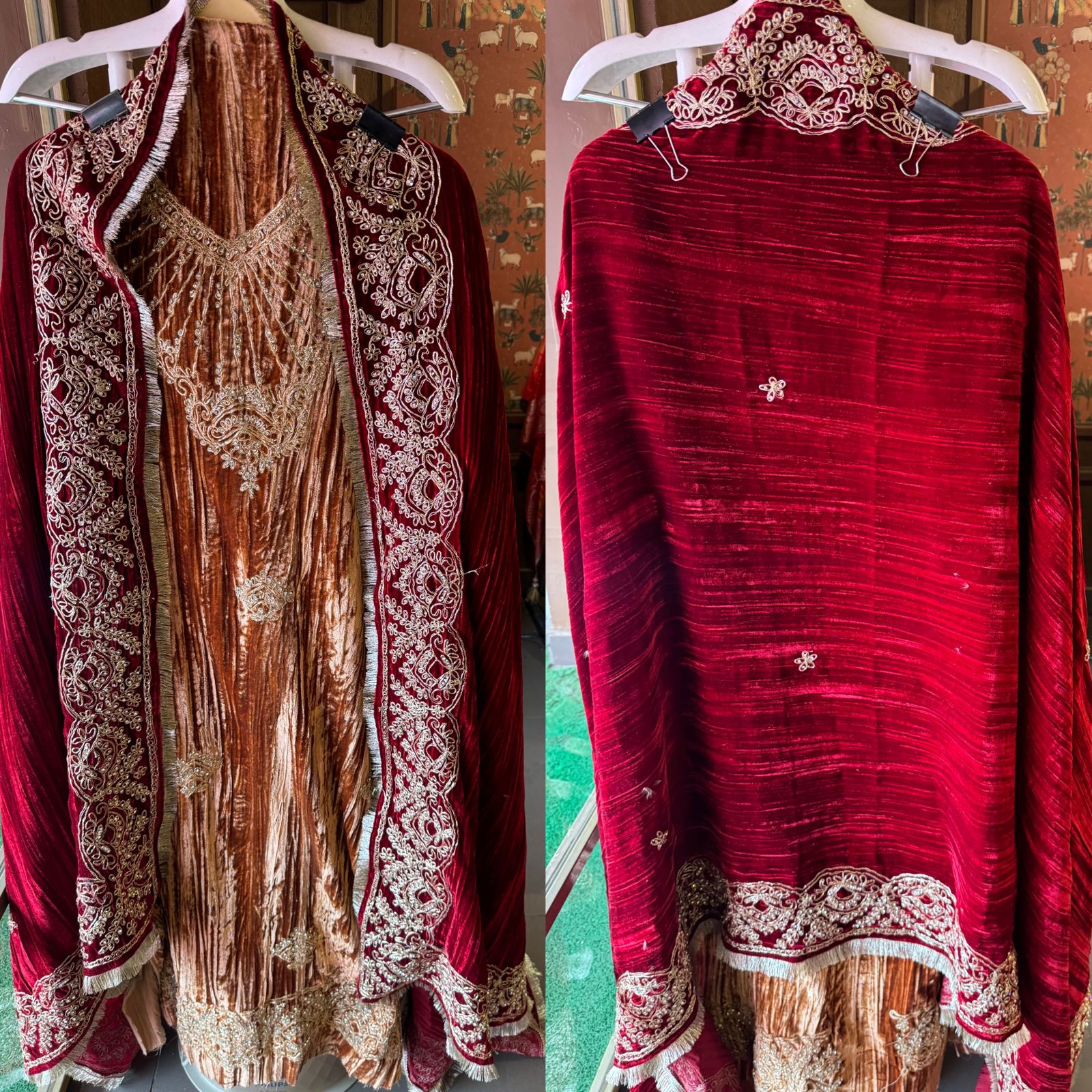 Pure crushed velvet Unstitched kurta