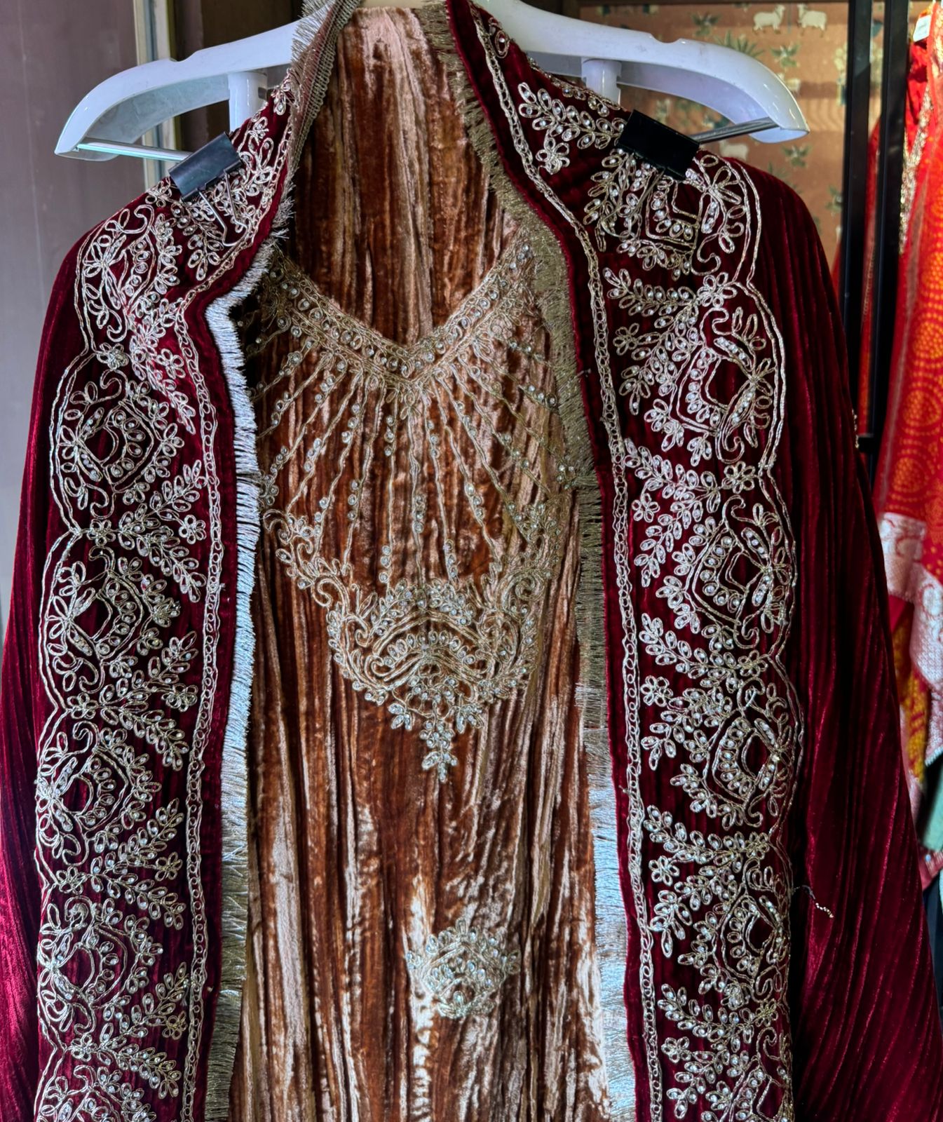 Pure crushed velvet Unstitched kurta