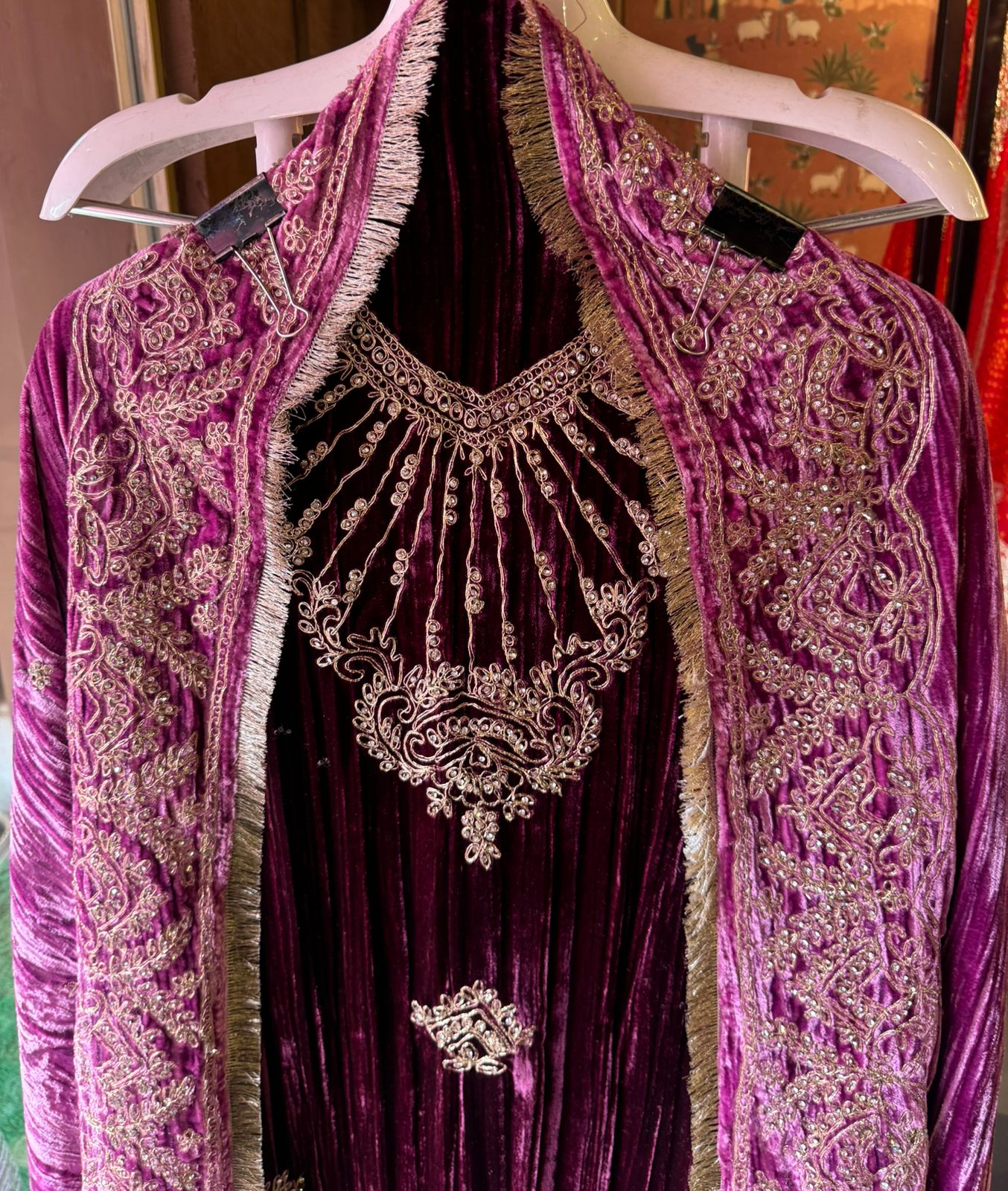 Pure crushed velvet Unstitched kurta