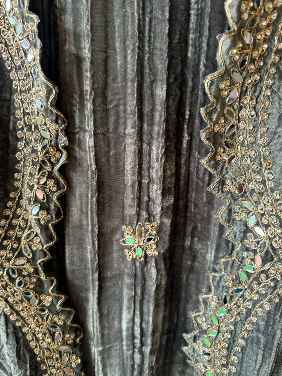 Crushed velvet unstitched Shirt