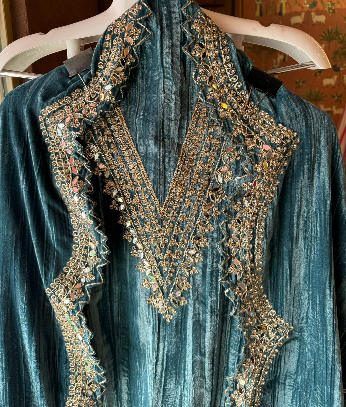 Crushed velvet unstitched Shirt