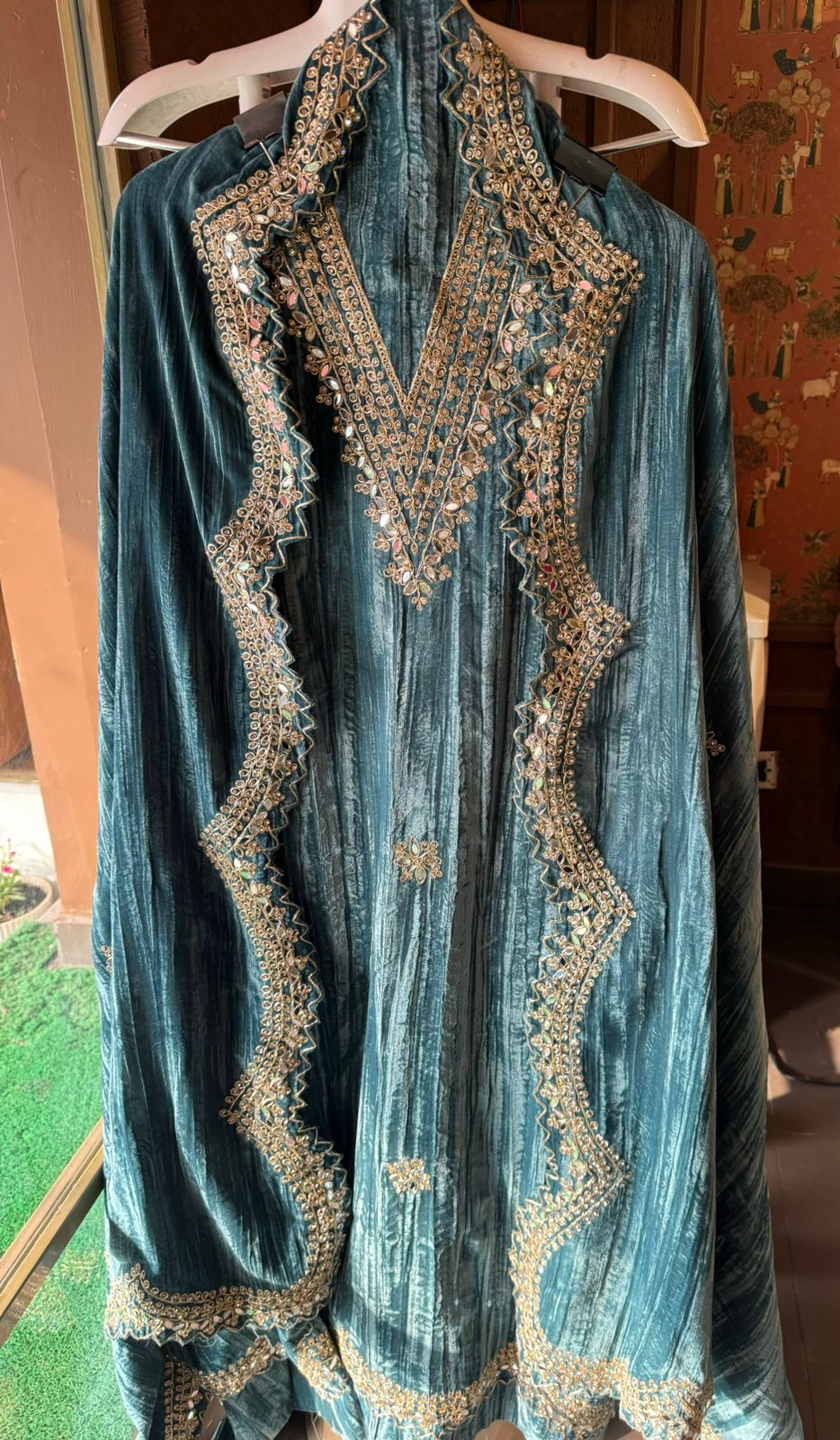 Crushed velvet unstitched Shirt