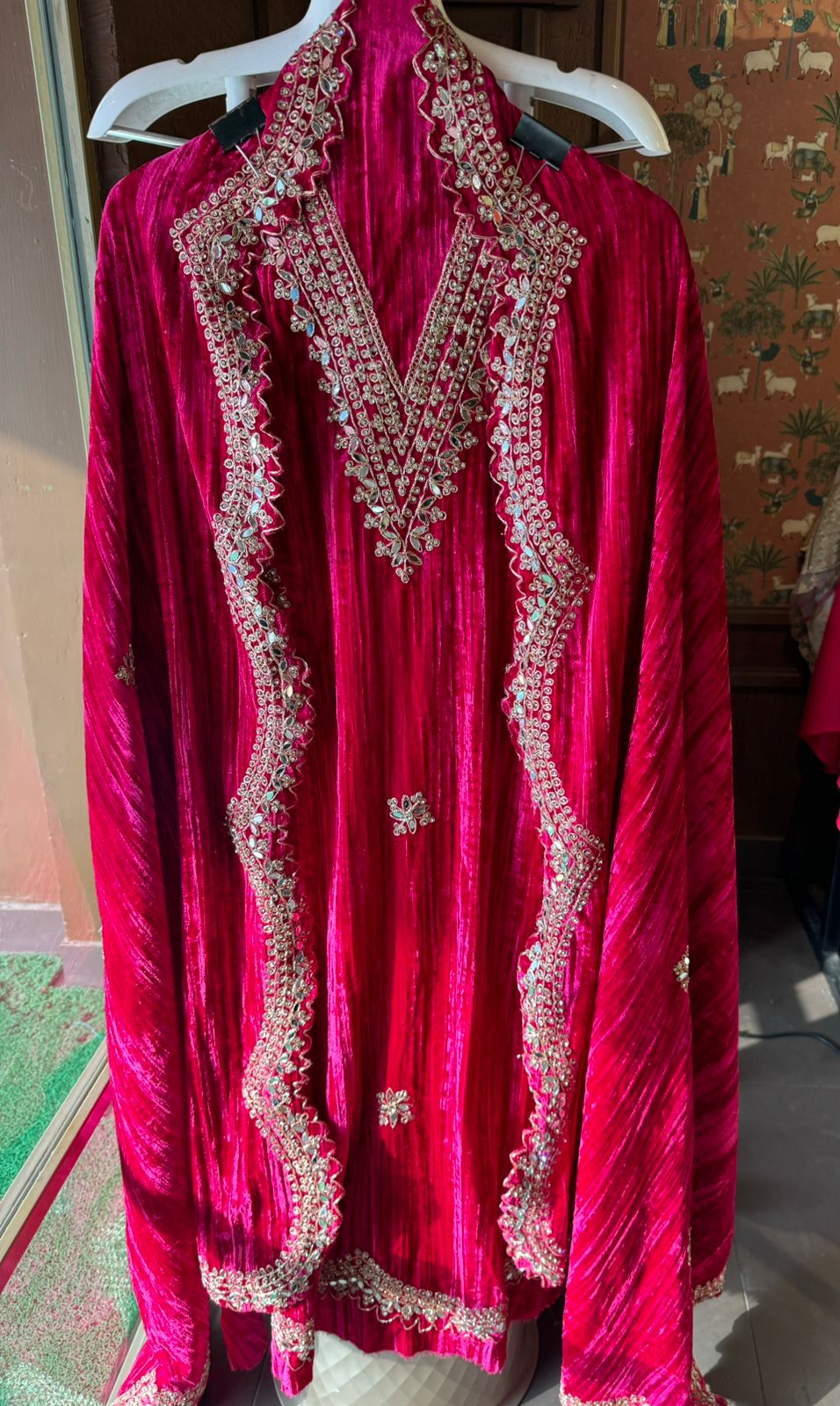 Crushed velvet unstitched Shirt