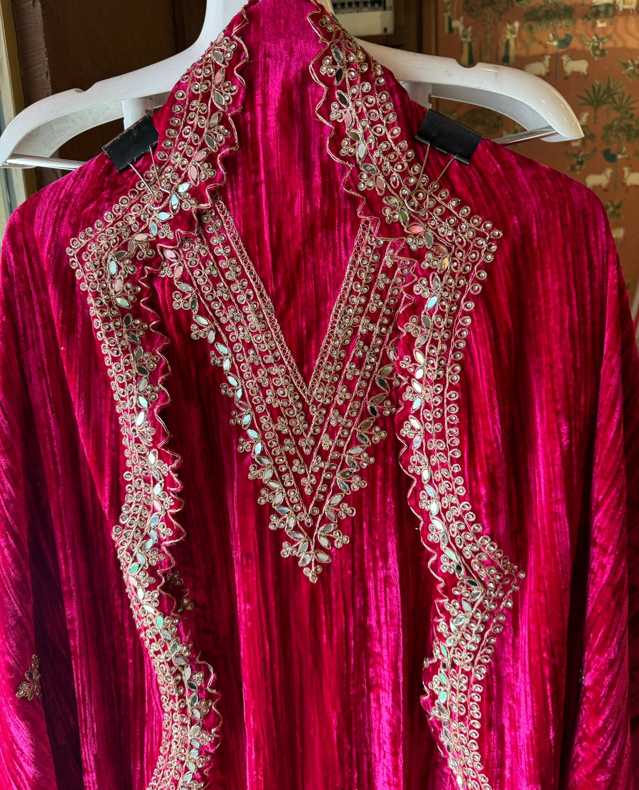 Crushed velvet unstitched Shirt