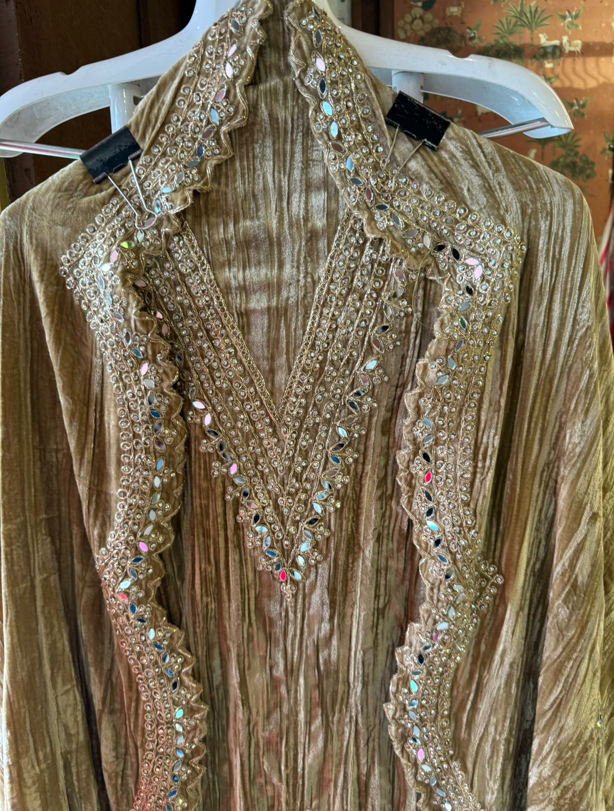 Crushed velvet unstitched Shirt