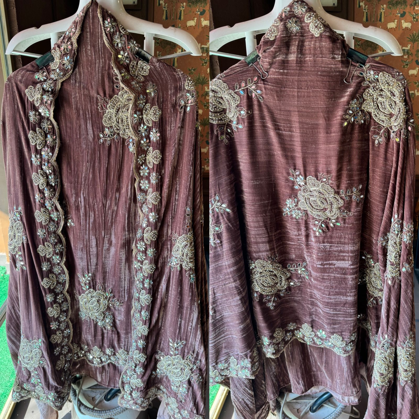 Crushed velvet unstitched Suits