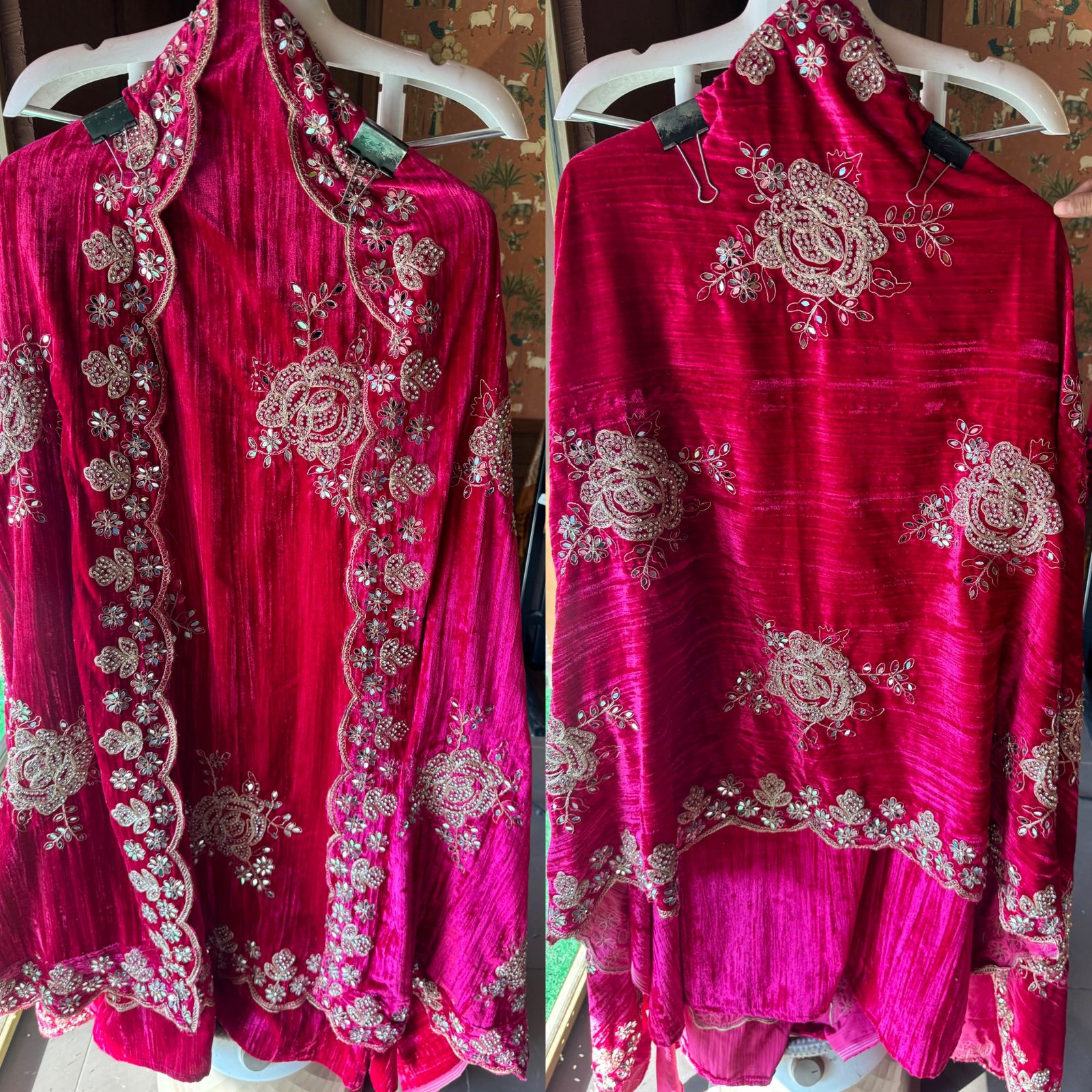 Crushed velvet unstitched Suits