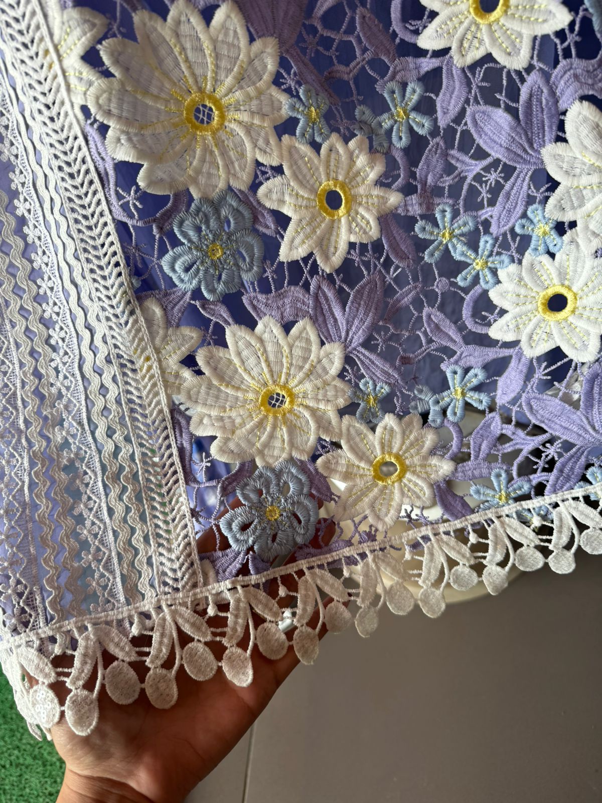 Cutwork crochia Designer front with cotton crochia lace