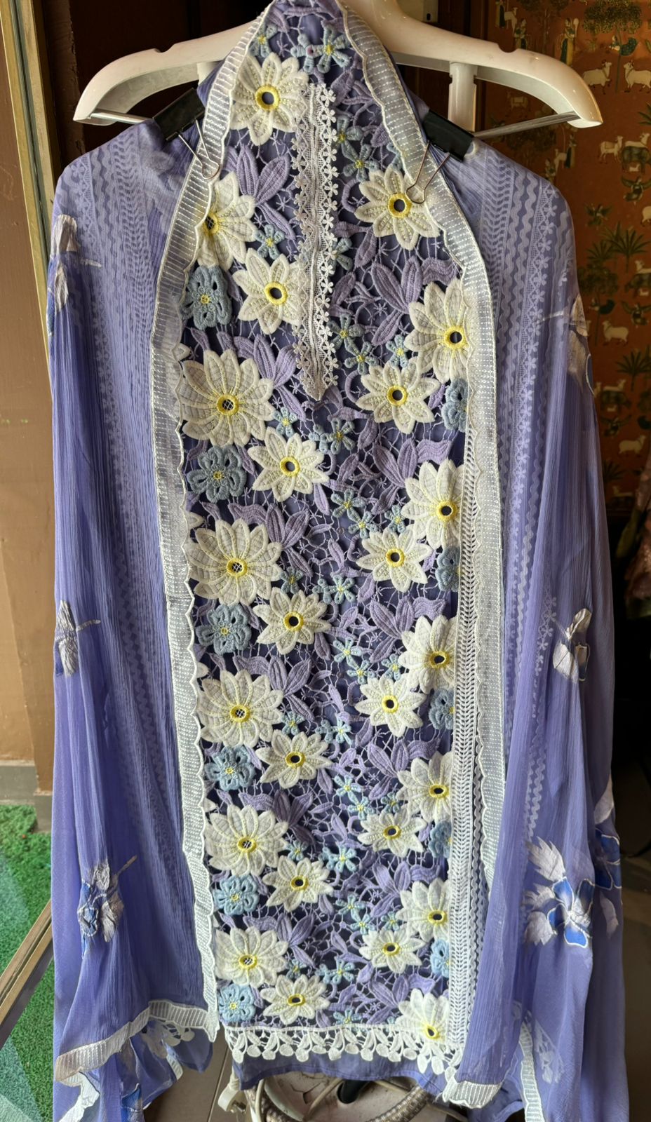 Cutwork crochia Designer front with cotton crochia lace