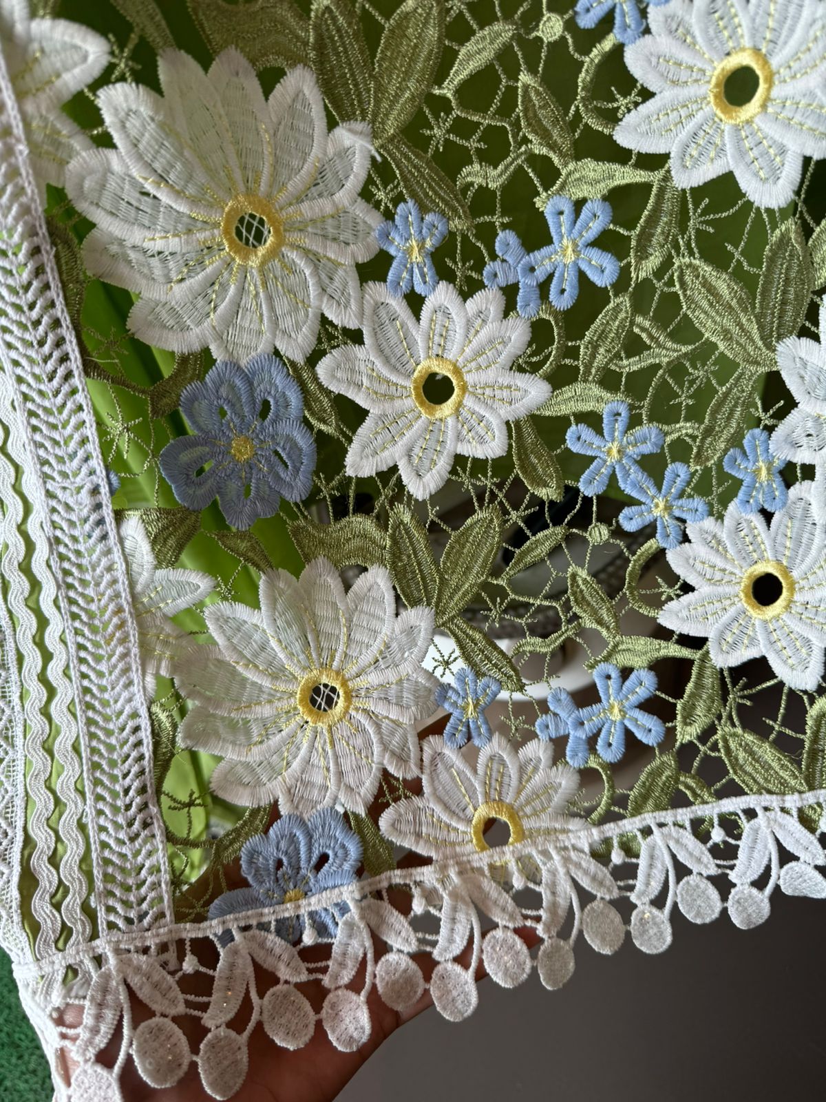 Cutwork crochia Designer front with cotton crochia lace