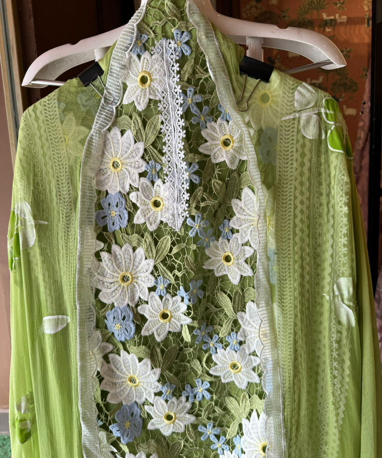 Cutwork crochia Designer front with cotton crochia lace