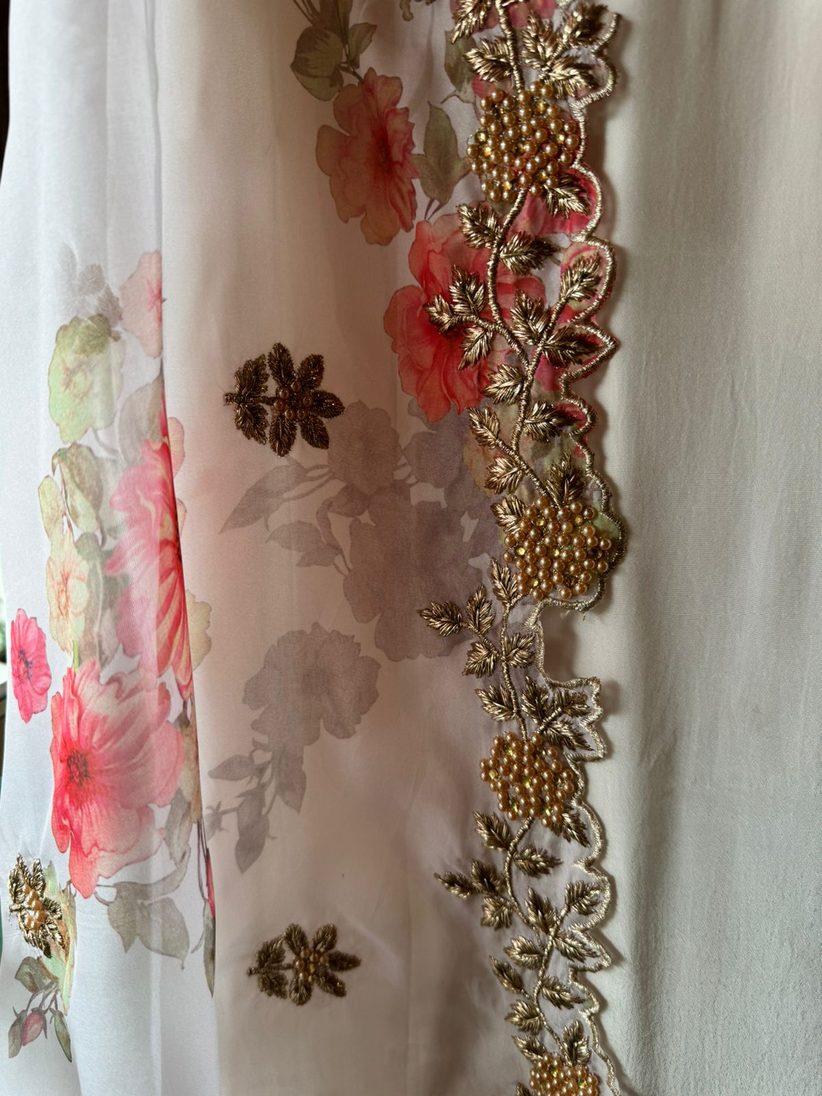 Pure crepe Shirt Unstitched and full in size with beautiful Neckwork