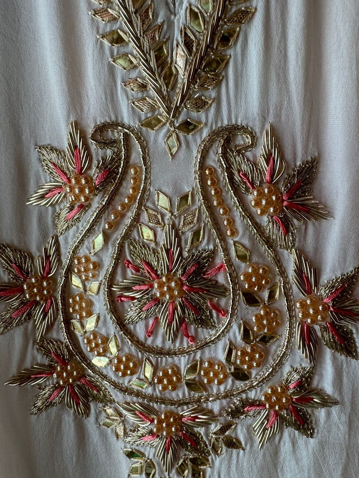 Pure crepe Shirt Unstitched and full in size with beautiful Neckwork