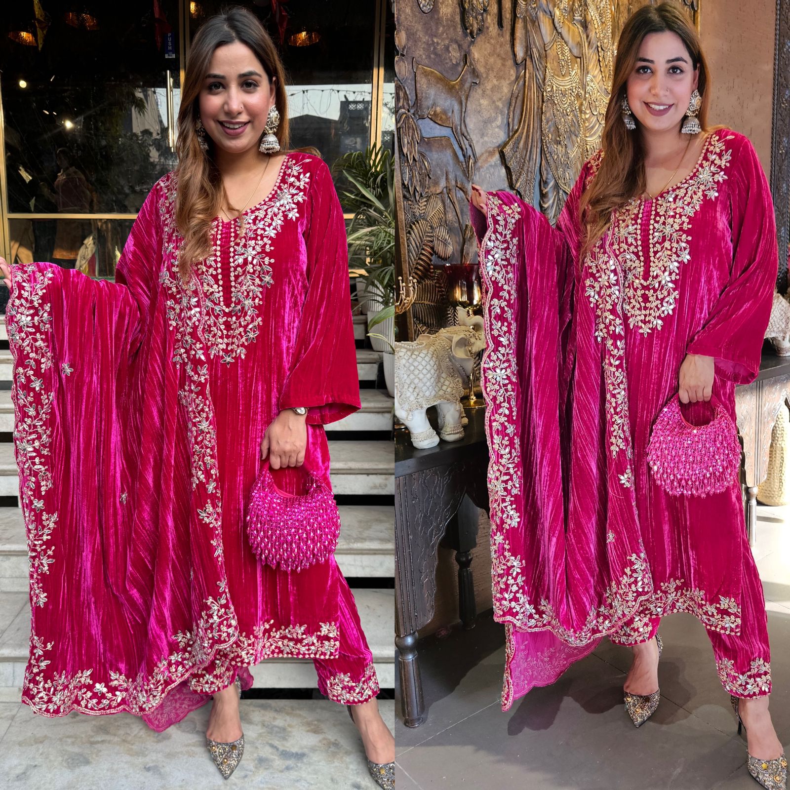 SHOP OUR BEST SELLING CRUSHED VELVET MIRROR WORK SUITS