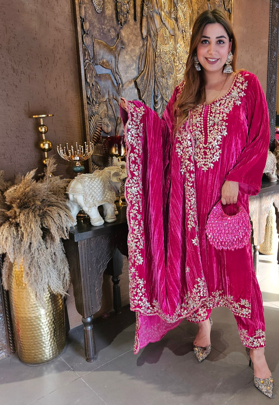 SHOP OUR BEST SELLING CRUSHED VELVET MIRROR WORK SUITS