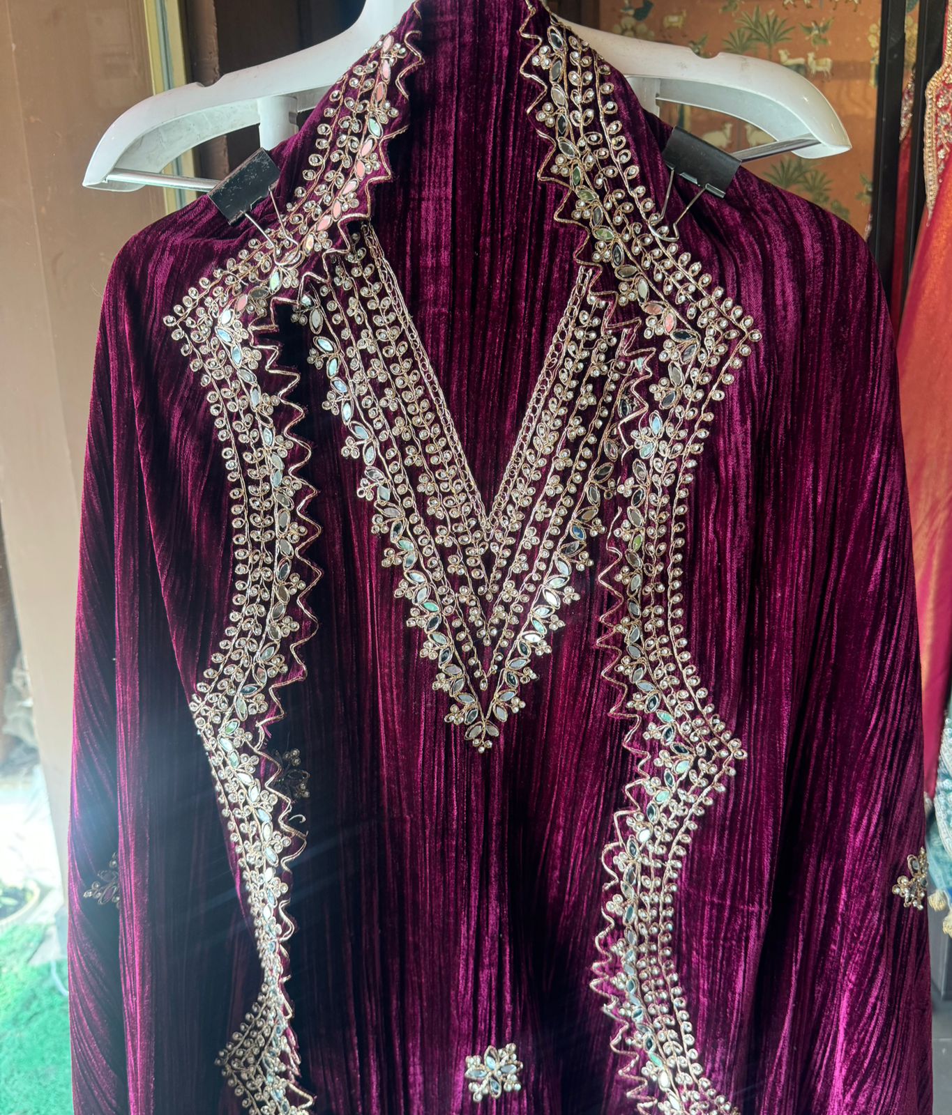 Crushed velvet unstitched Shirt