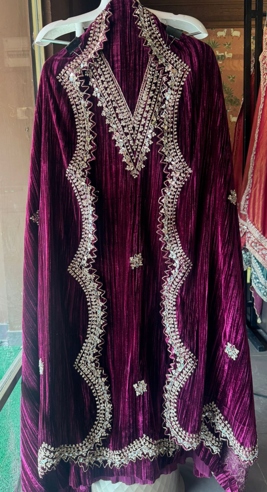 Crushed velvet unstitched Shirt