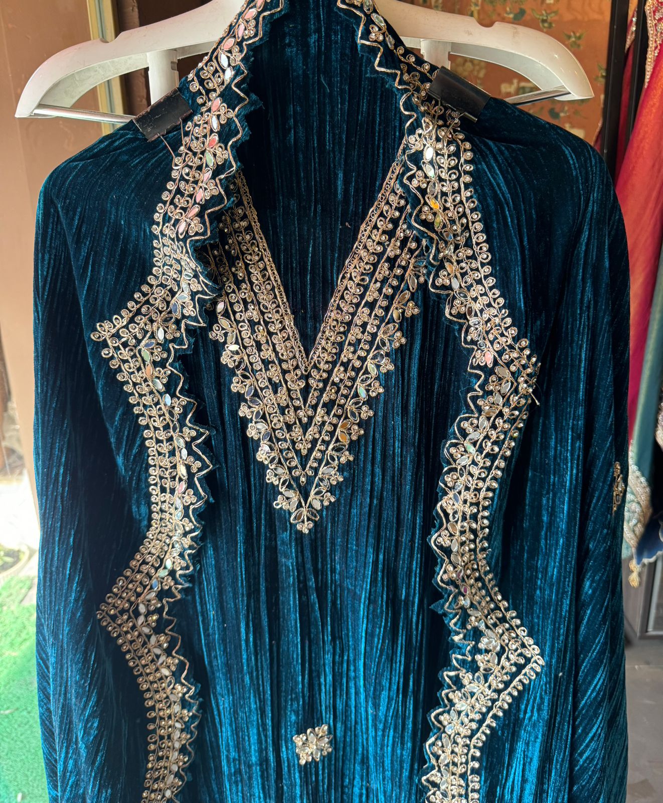 Crushed velvet unstitched Shirt