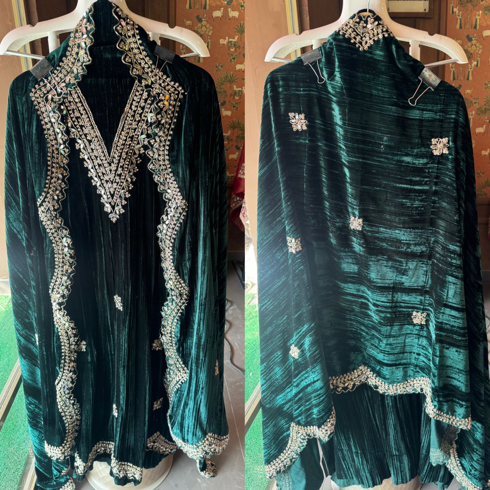 Crushed velvet unstitched Shirt