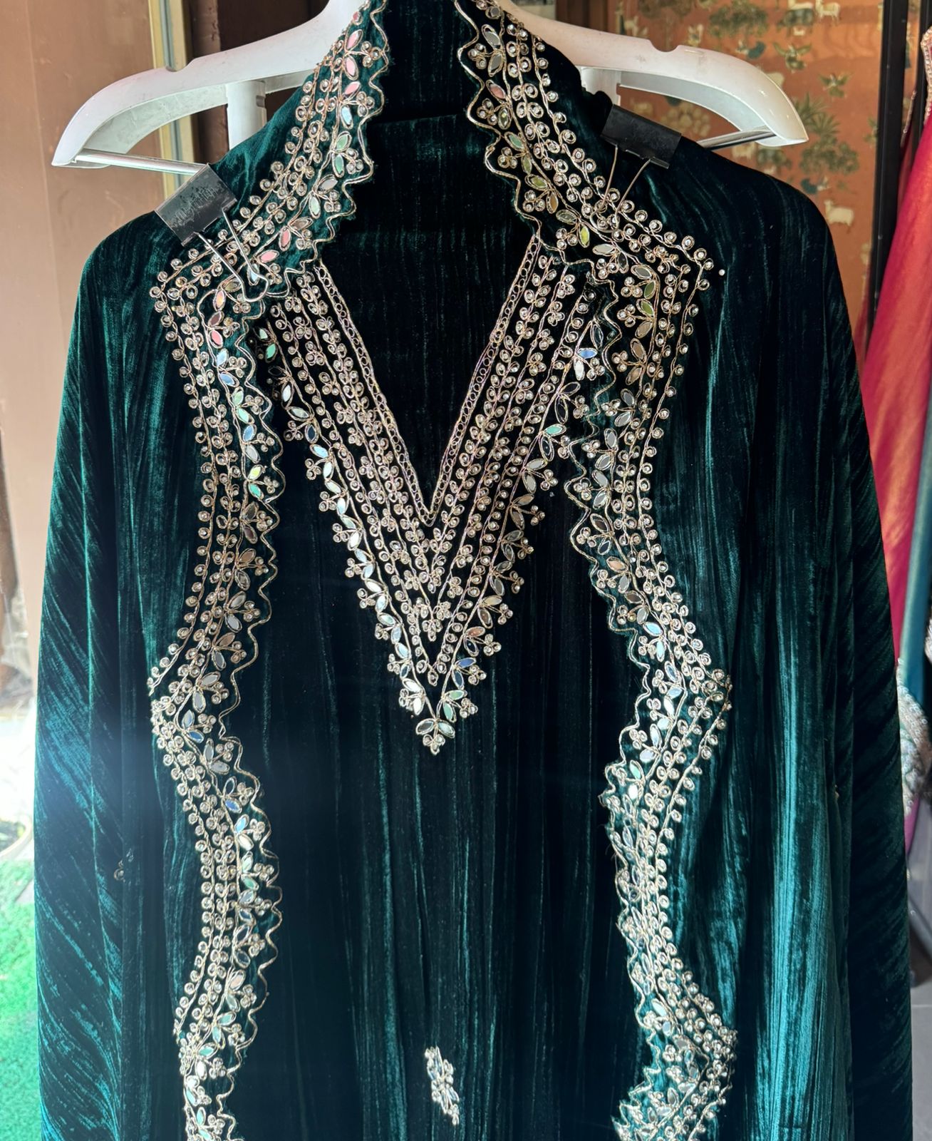 Crushed velvet unstitched Shirt