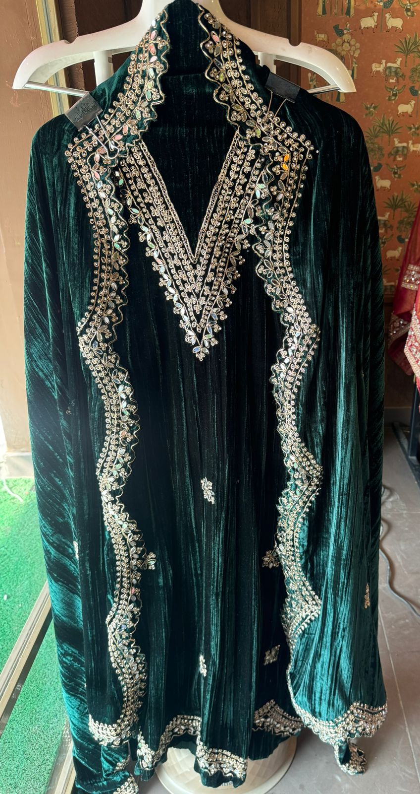 Crushed velvet unstitched Shirt