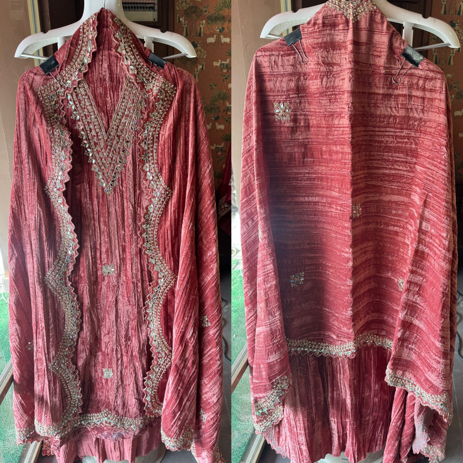 Crushed velvet unstitched Shirt