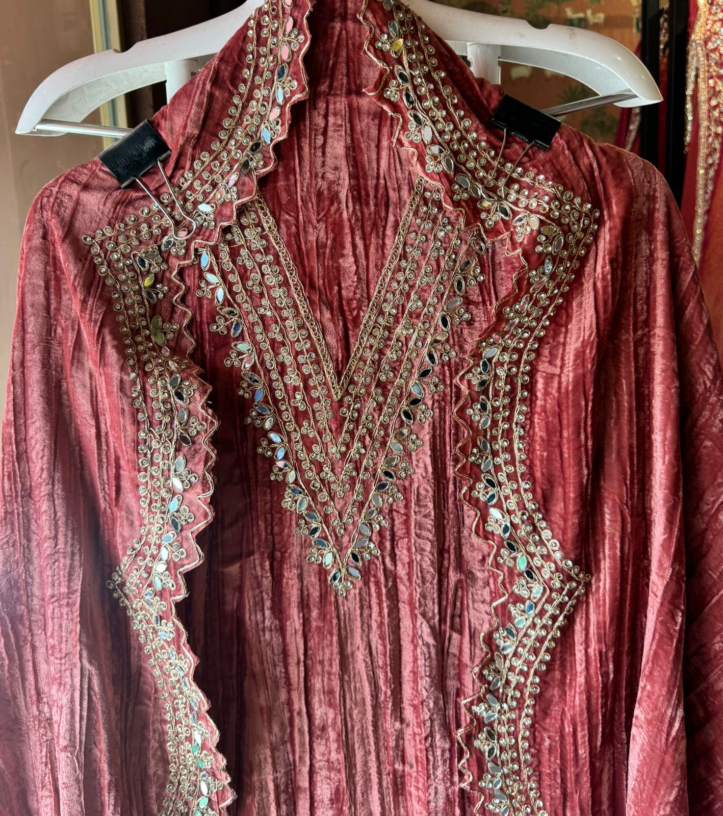 Crushed velvet unstitched Shirt