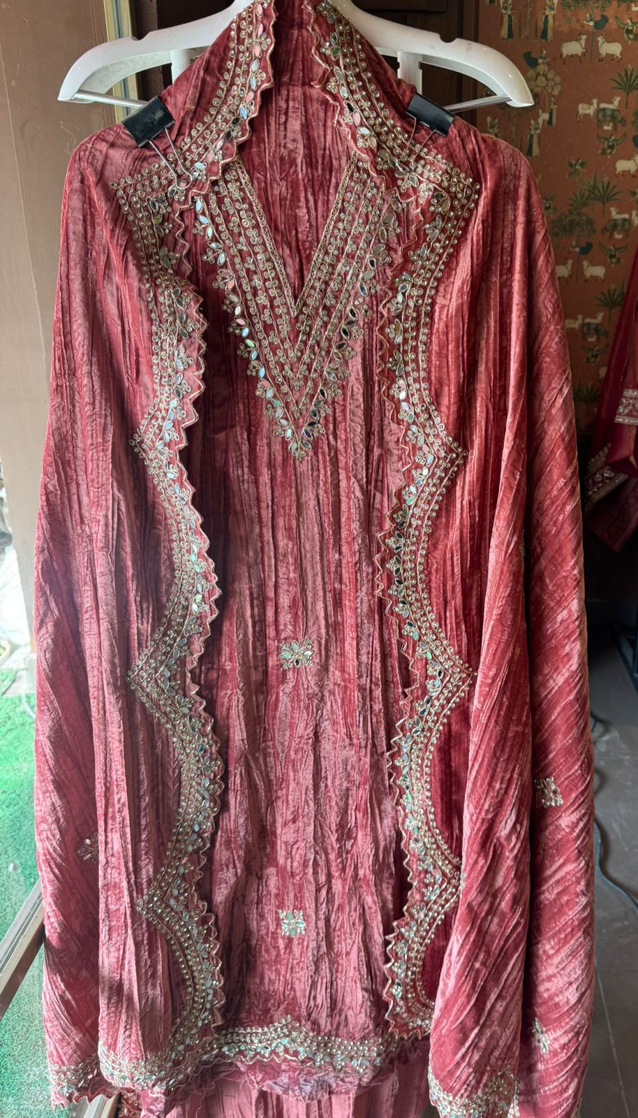 Crushed velvet unstitched Shirt