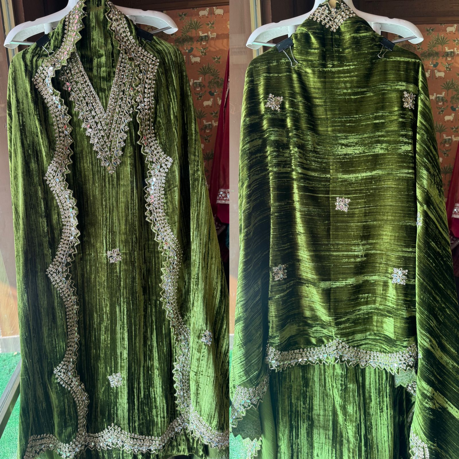 Crushed velvet unstitched Shirt