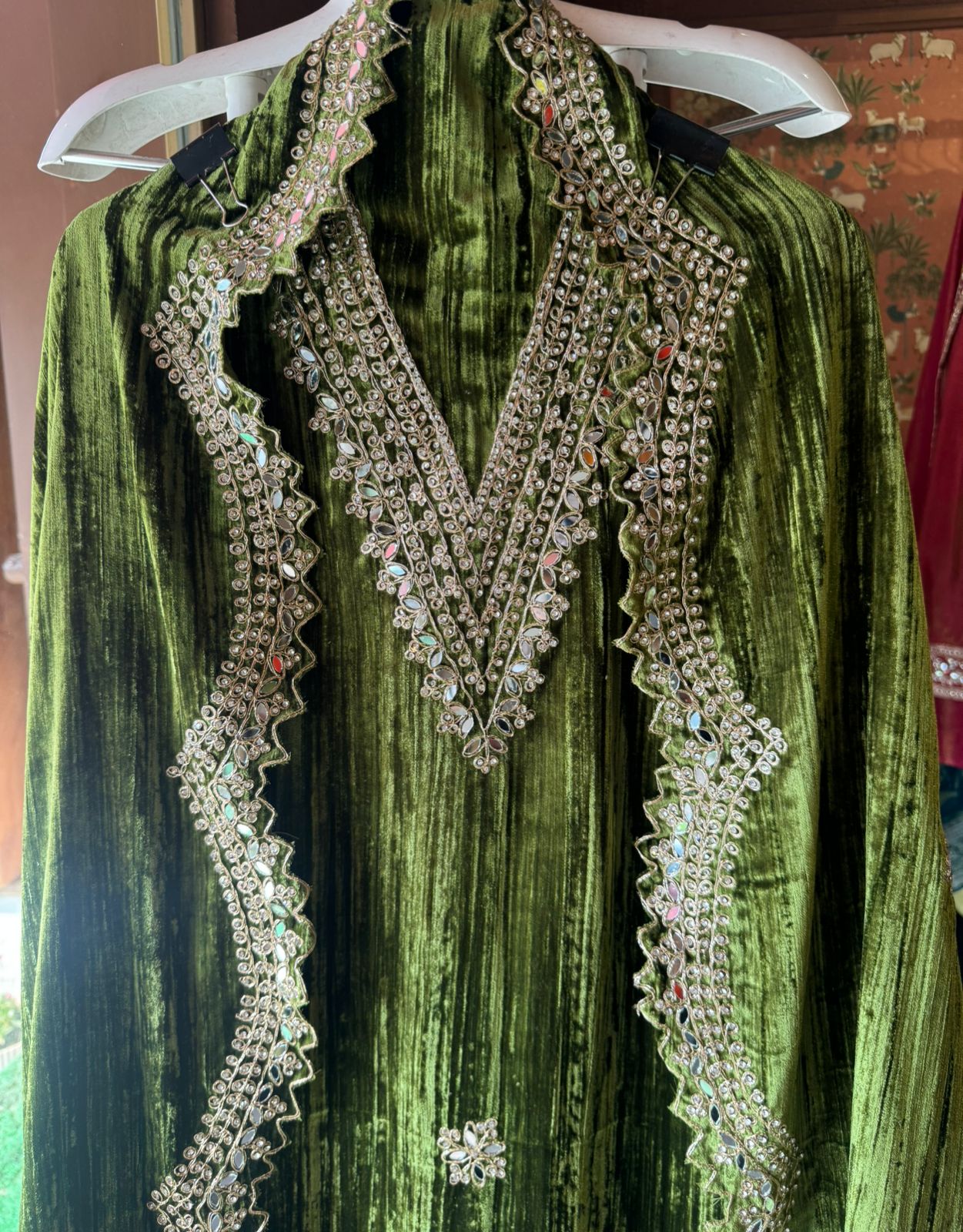 Crushed velvet unstitched Shirt