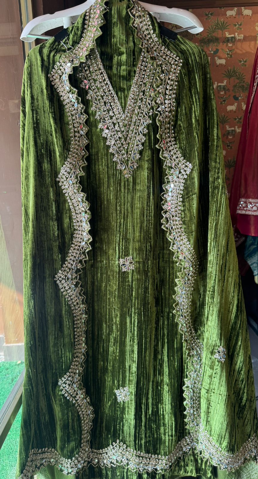 Crushed velvet unstitched Shirt