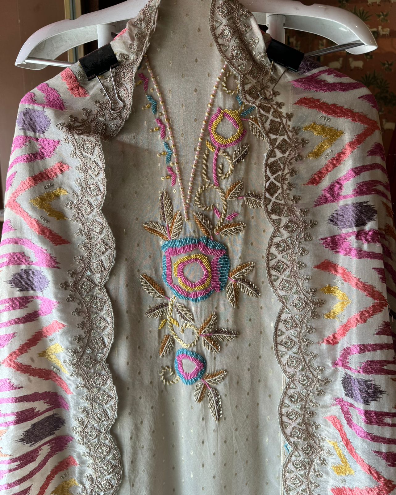 Shop Our New launch On tissue with Ikkat embroidered dupatta concept