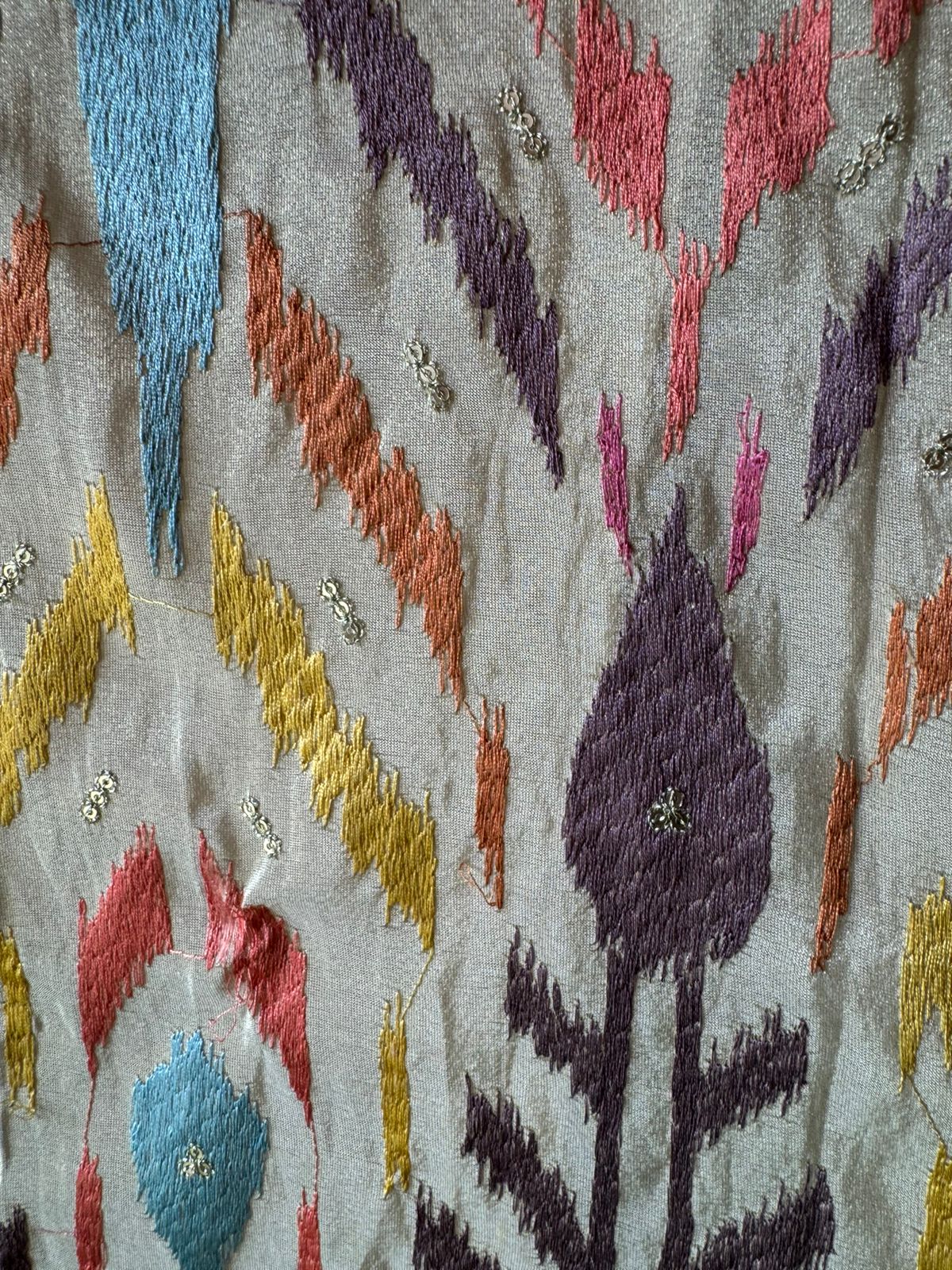 Shop Our New launch On tissue with Ikkat embroidered dupatta concept