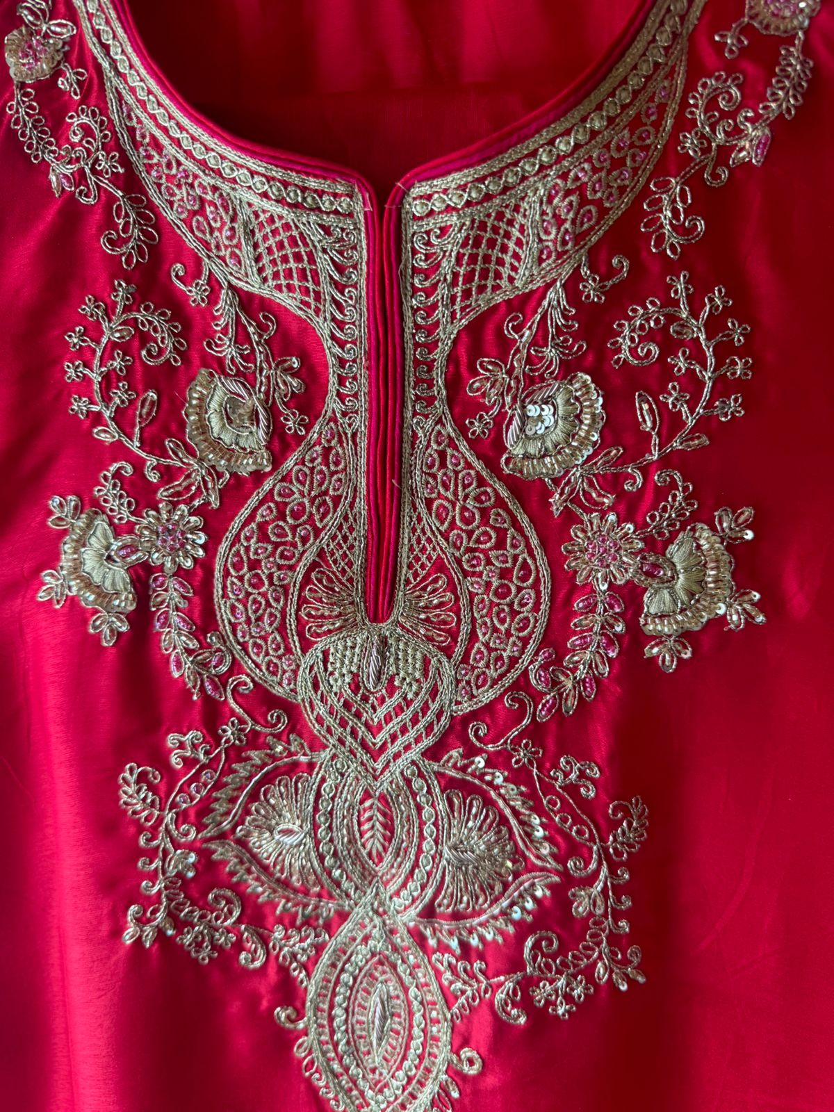 Pure Silk Unstitched Kurta with rajwada Style neckline