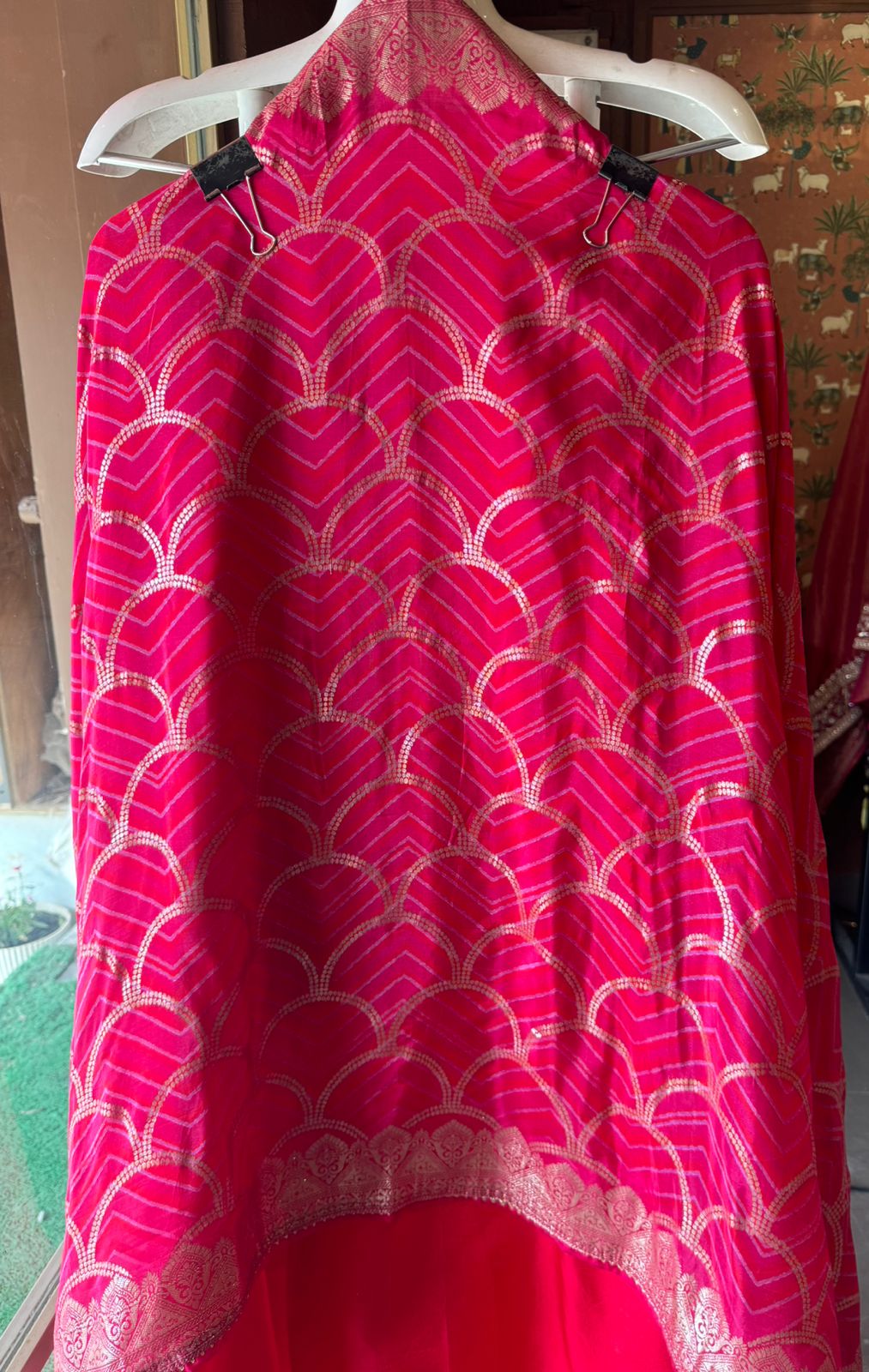 Pure Silk Unstitched Kurta with rajwada Style neckline