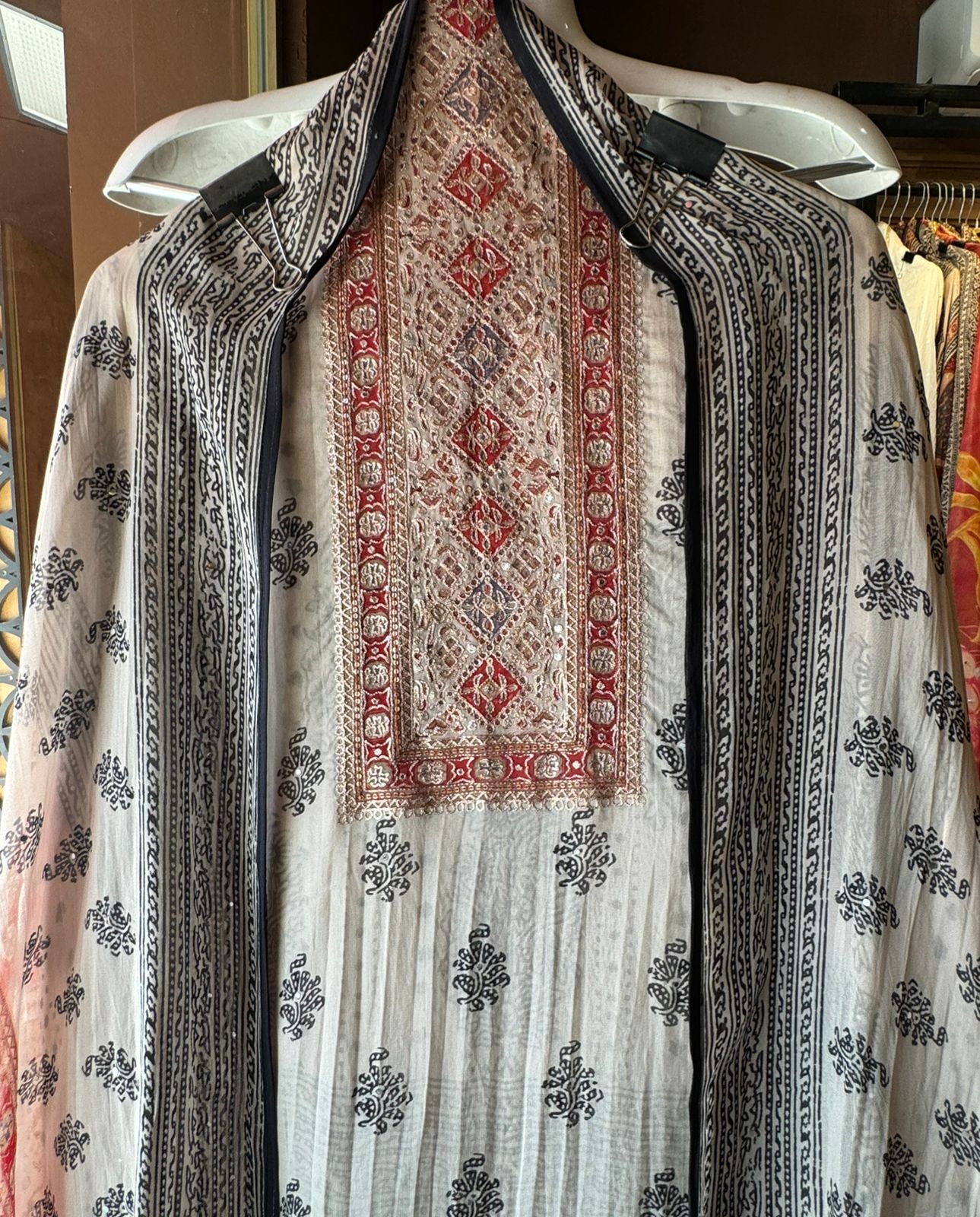 Soft organza Jaipuri block printed Suits