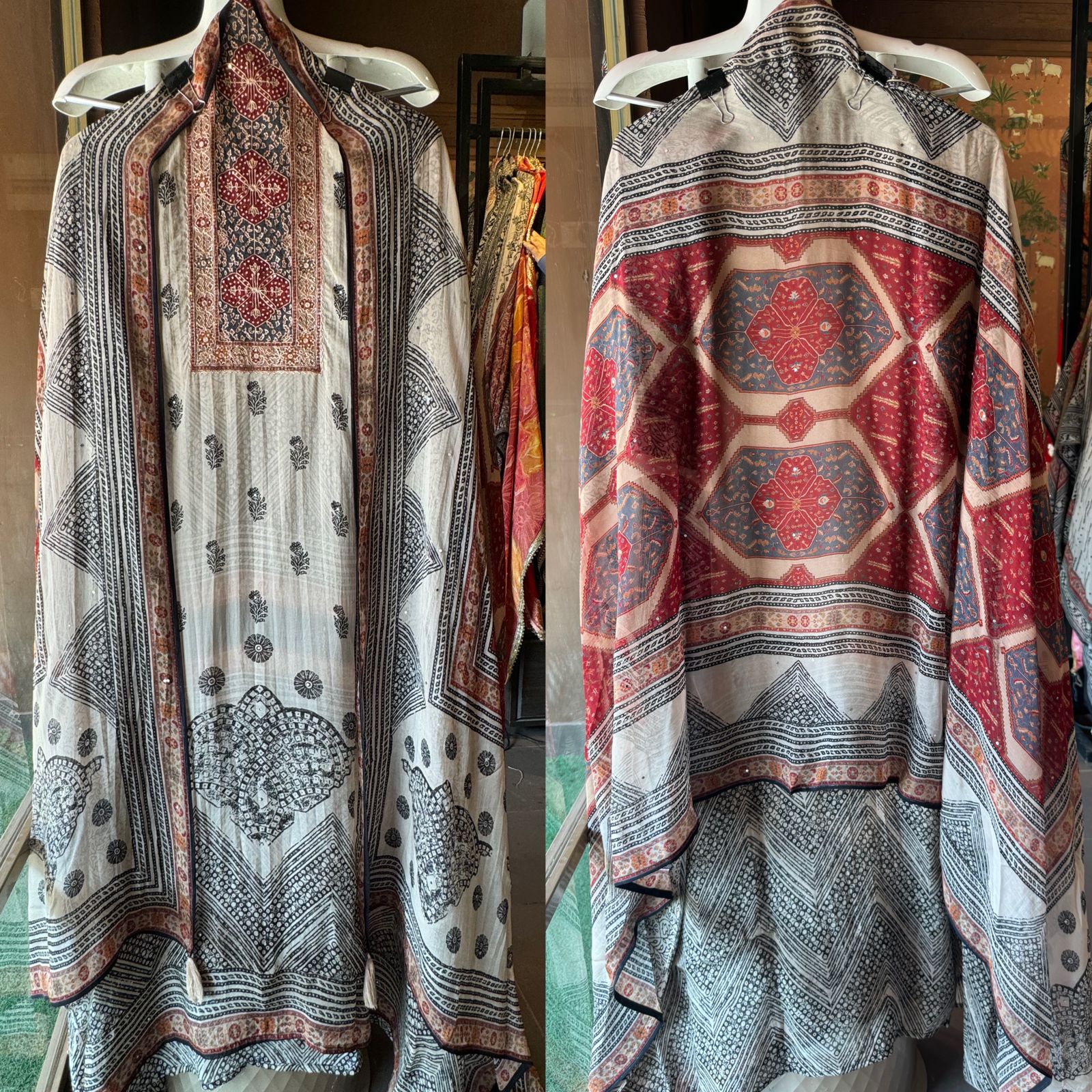 Soft organza Jaipuri block printed Suits