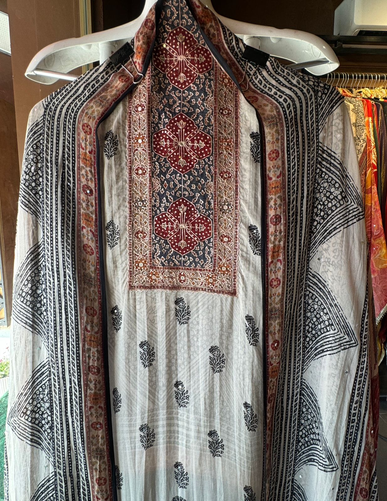 Soft organza Jaipuri block printed Suits