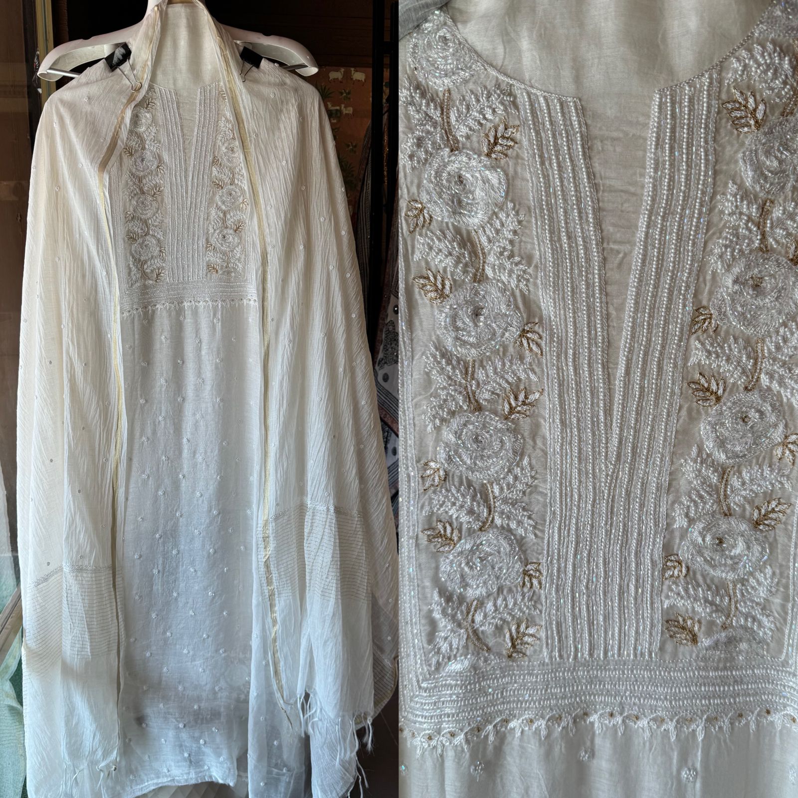 Pure Mul chanderi Two Piece set of shirt and dupatta