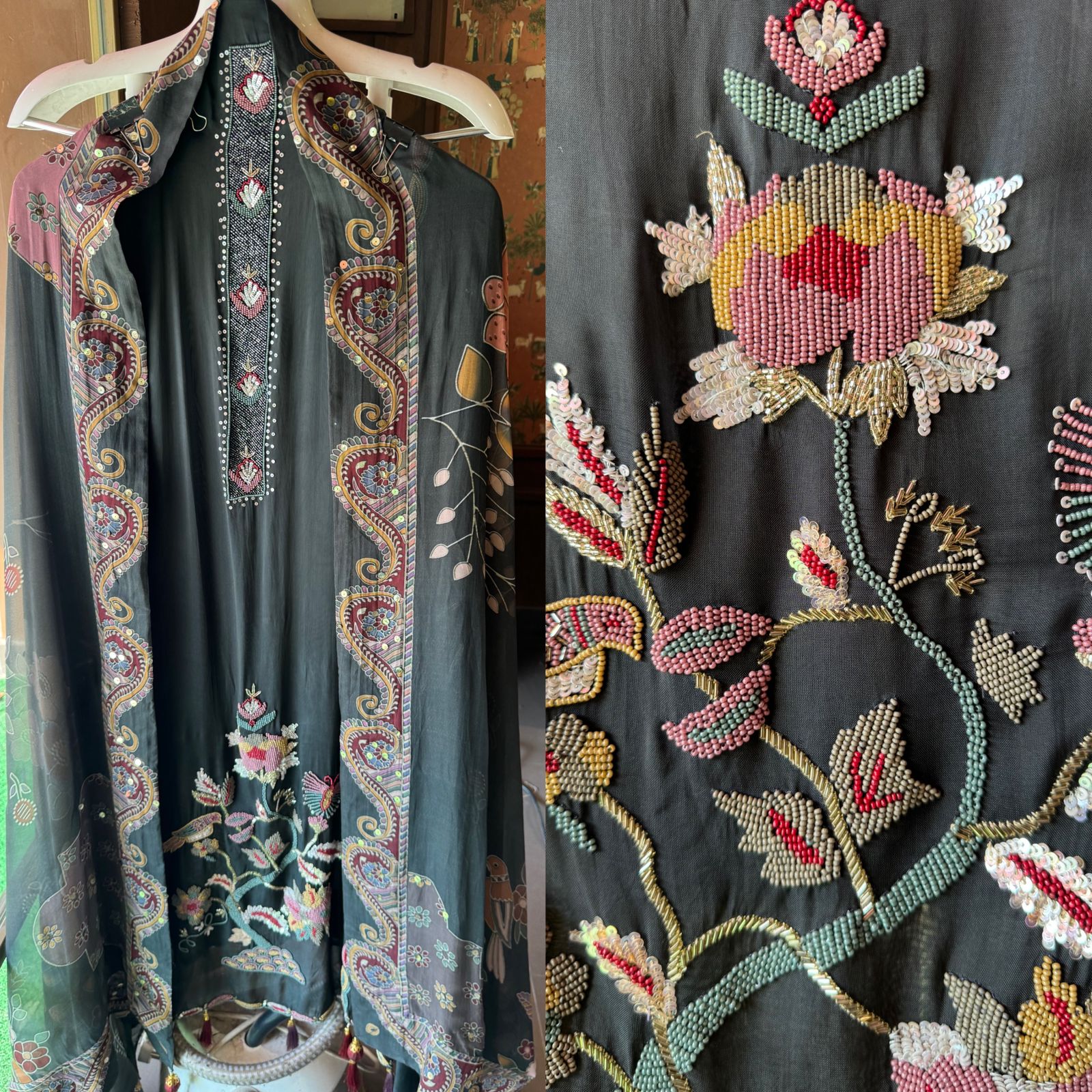 Soft organza Shirt with complete handwork