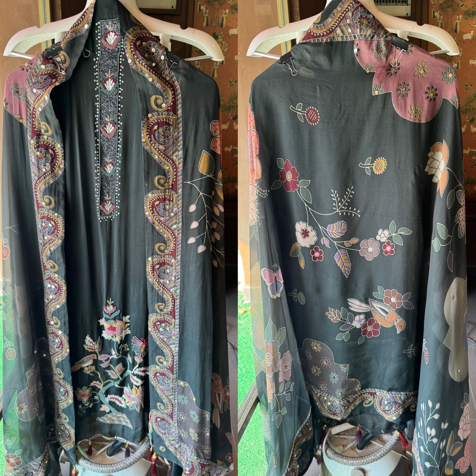 Soft organza Shirt with complete handwork