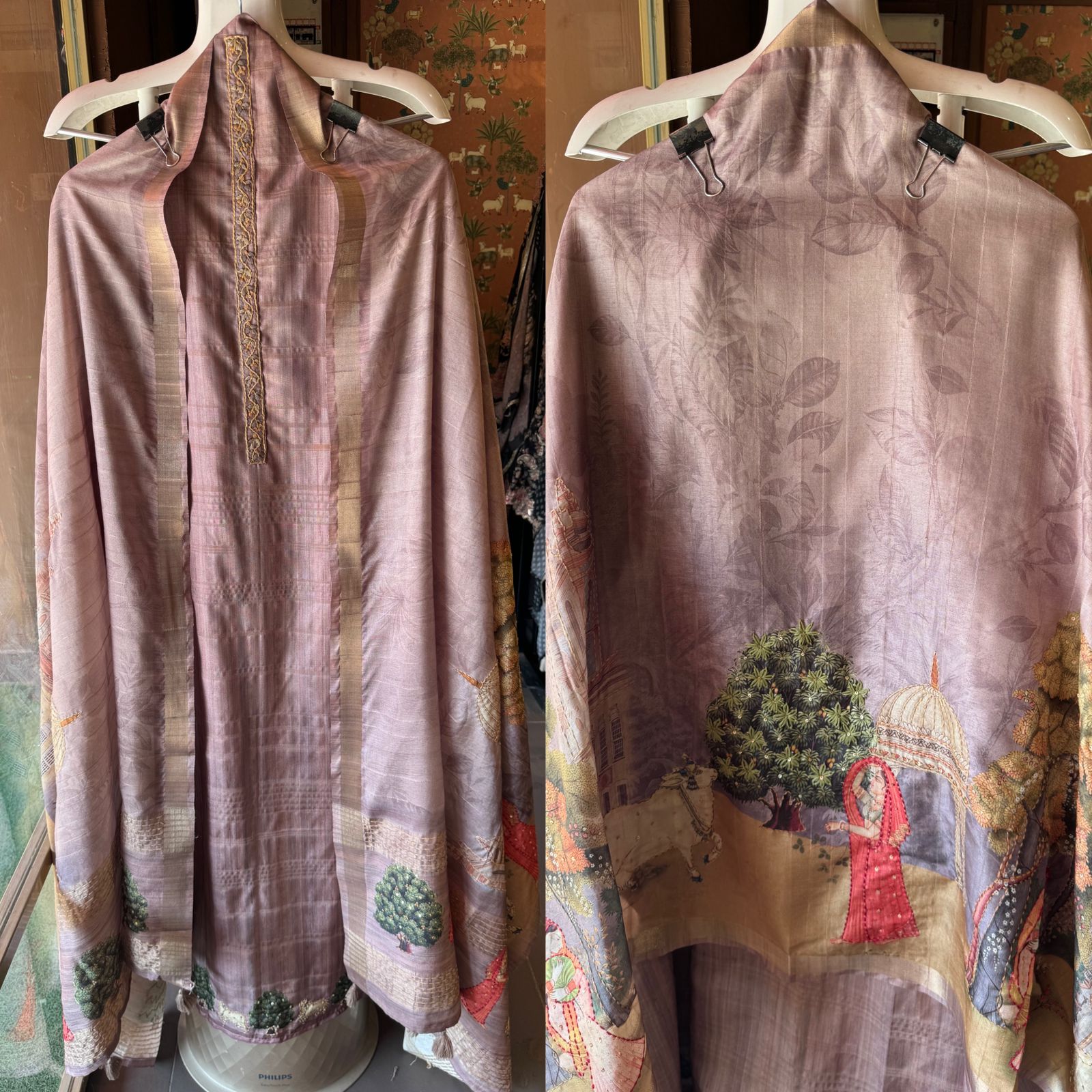 Pure Maheshwari Silk Unstitched Suit design