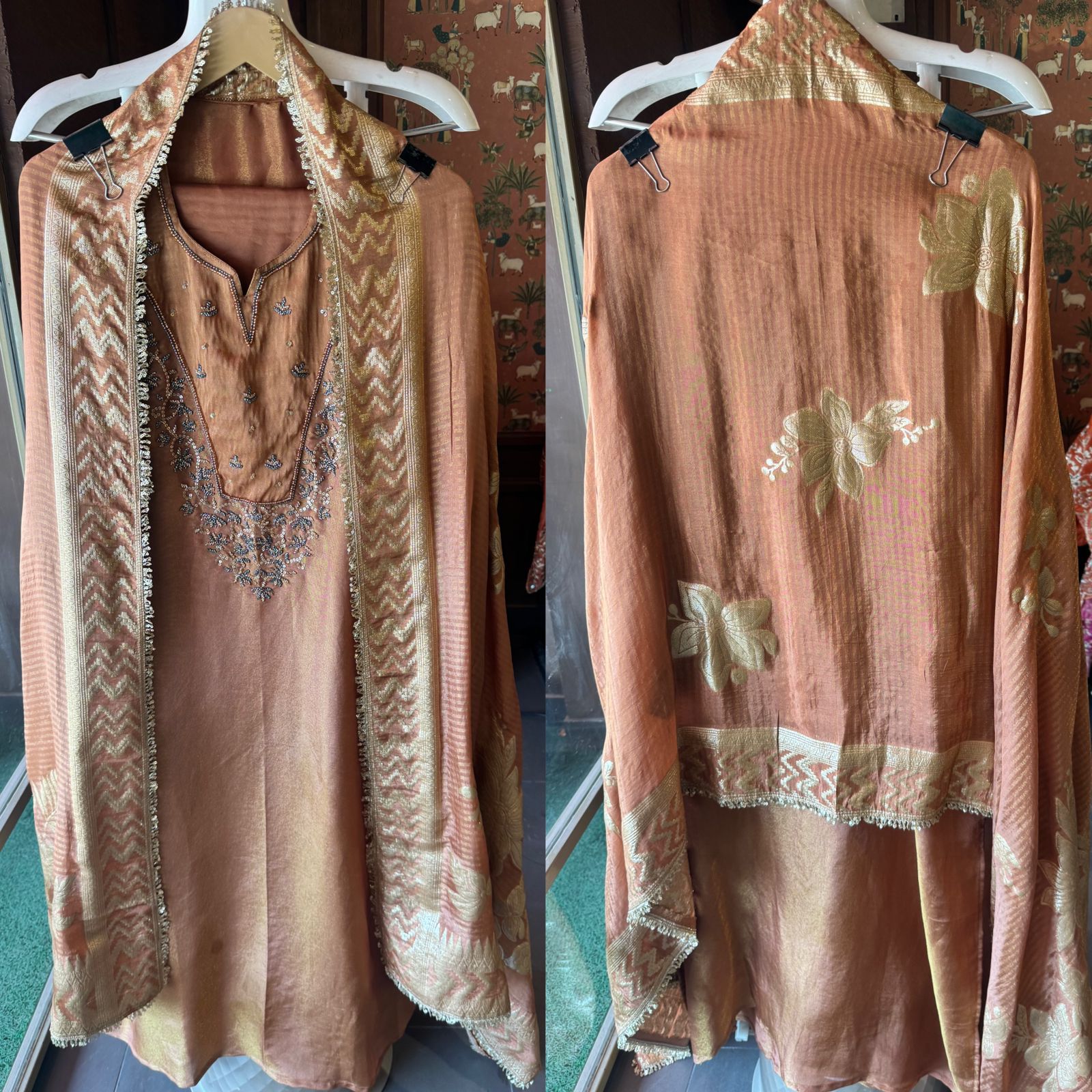 Shimmer tissue semi stitched suit