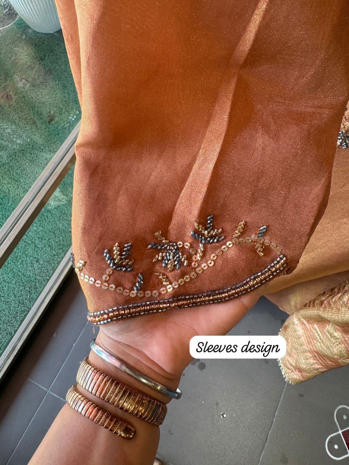 Shimmer tissue semi stitched suit