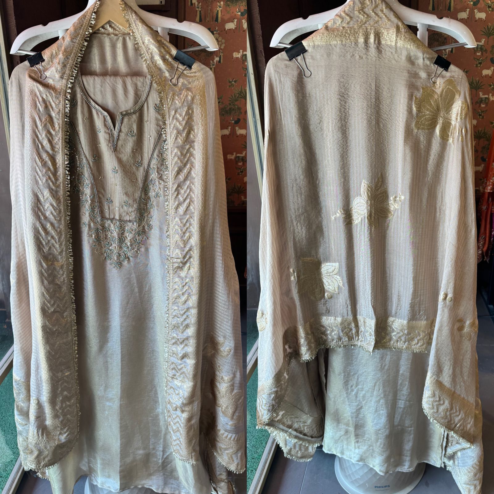 Shimmer tissue semi stitched suit