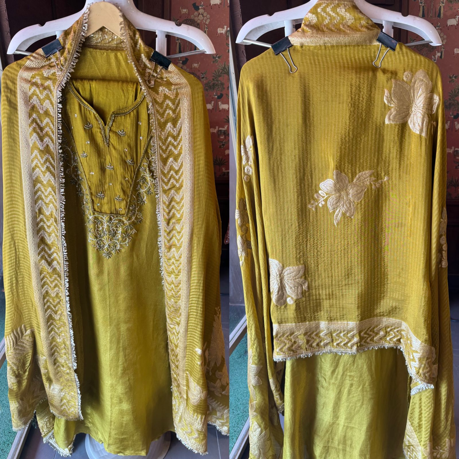 Shimmer tissue semi stitched suit