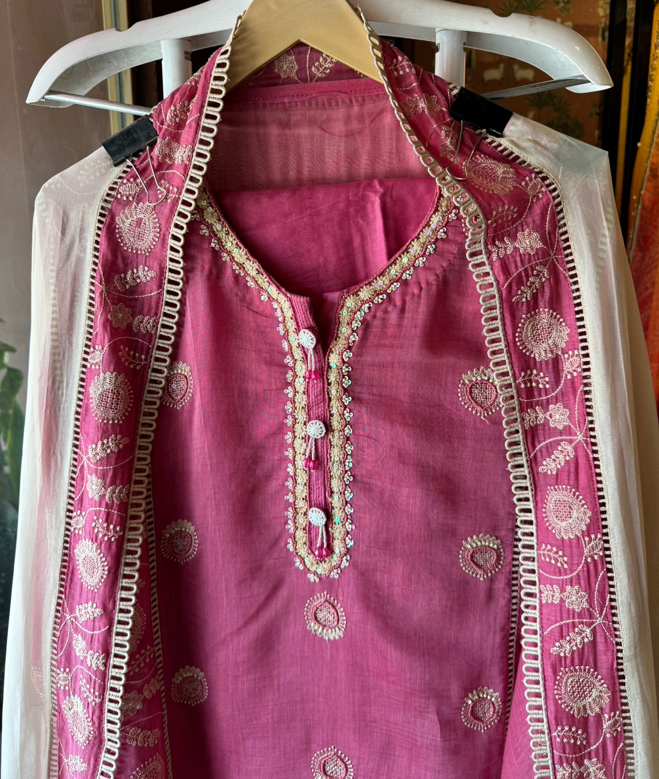 Pure Mul Chanderi Unstitched Kurta
